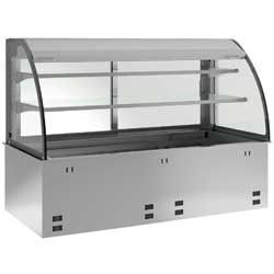 Élément cuve et vitrine sur 2 niveaux ouverte (avec rideau), réfrigérées, ventilées, 4x GN 1/1