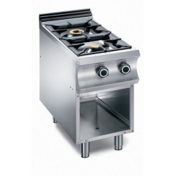 Fourneau 2 feux vifs gaz sur armoire ouverte