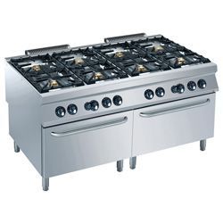 Fourneau gaz 8 feux vifs avec 2 fours GN 2/1