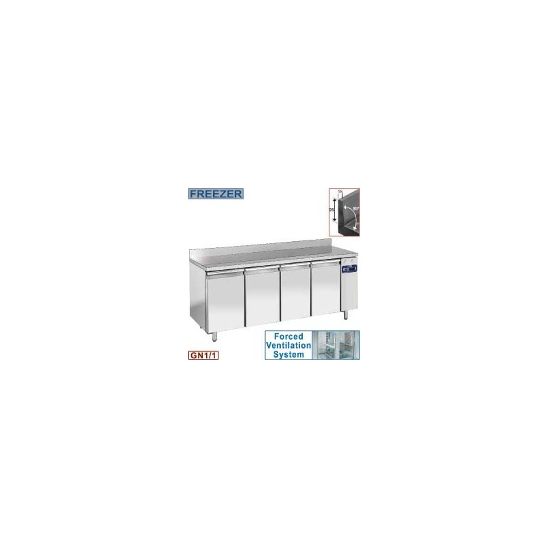 Table de congélation,"murale", ventilée, 4 portes GN 1/1, 550 Lit.(Sans groupe)