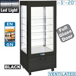 Vitrine Boulangerie 4 faces T° négative, 5 étagères en verre , ventilée, 480 Lit, NOIRE