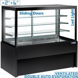 Comptoir vitrine panoramique, ventilé, 4 niveaux, sans réserve - NOIR