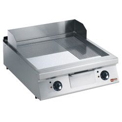 PLAQUE CUISSON ÉLECTRIQUE 2/3 LISSE 1/3 RAINURÉE CHROME TOP