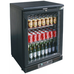 Arrière-bar réfrigéré 1 porte vitrée Battante- Groupe Logé en bas - Skinplate Noir - Avec éclairage LED (C1B)