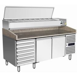 Table Préparation Pizza 2 portes 7 Tiroirs, en Granit