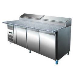 Table préparation de pizza 3 portes, en granit