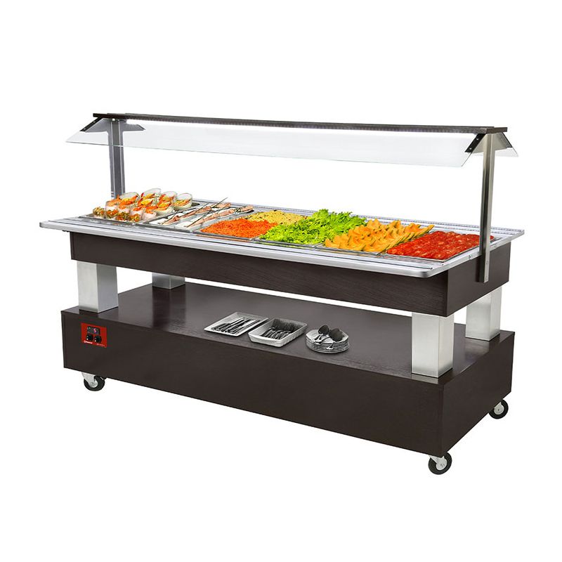 Buffet - Salade Bar Réfrigéré, 6x GN 1/1-150 (bois Wengé)