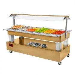 Buffet - Salade bar réfrigéré, 6x GN 1/1-150 (Bois Chêne clair)