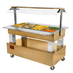 Buffet chauffant, bain marie, 4x GN 1/1-150 (Bois Chêne clair)