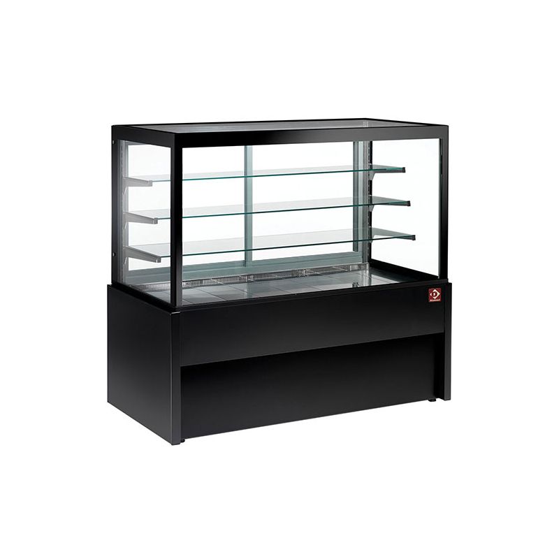 Comptoir vitrine panoramique ventilé 4 niveaux, sans réserve - NOIR