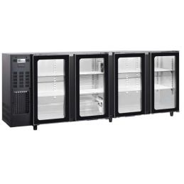 Arrière-bar réfrigéré 4 portes vitrées - Groupe Logé à gauche - Skinplate Noir - Avec éclairage LED (FGB267PV)