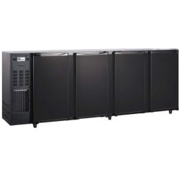 Arrière-bar réfrigéré 4 portes pleines - Groupe Logé à gauche - Skinplate Noir - Avec éclairage LED (FGB267)