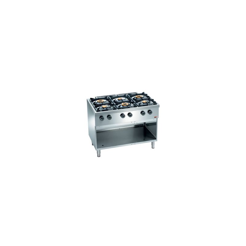 FOURNEAU GAZ, 6 FEUX, SUR ARMOIRE OUVERTE