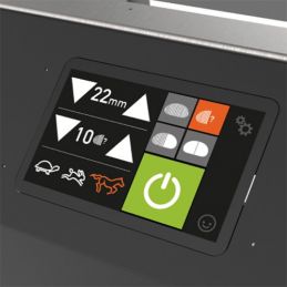 l’écran de la Trancheuse à Lame Circulaire Auto sur Roulettes, Lame Téflon, jac