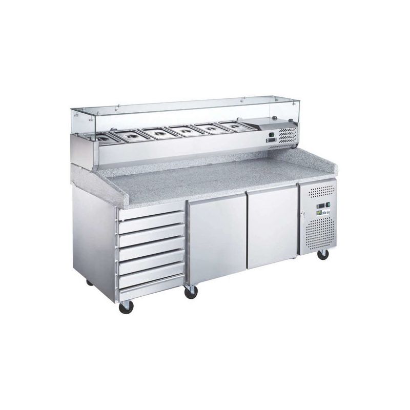 MEUBLES PIZZAS RÉFRIGÉRÉS série star avec vitrine évaporateur traité (AA2PZ+TB)