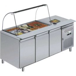 TABLES REFRIGÉRÉES + SALADETTE OUVERTE série star gn 1/1 avec portes (AA3PP+PS)