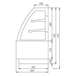 Vitrine pâtissière 340 L - Vitrage bombé 2 étagères - L. 900 mm (OASIS40)
