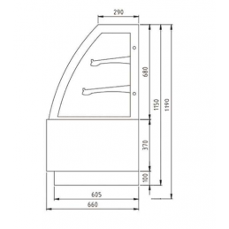 Vitrine pâtissière 450 L - Vitrage bombé 2 étagères - L. 1200 mm (OASIS50)