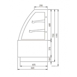 schéma Vitrine pâtissière 560 L - Vitrage bombé 2 étagères - L. 1500 mm (OASIS60), AFI
