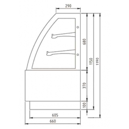 Vitrine pâtissière 680 L - Vitrage bombé 2 étagères - L. 1800 mm (OASIS70)