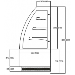 Schéma de la VITRINES PÂTISSERIES vitrage bombé (OASIS700)