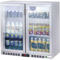 Arrière-bar réfrigéré 2 portes vitrées battantes Inox (C2BI)