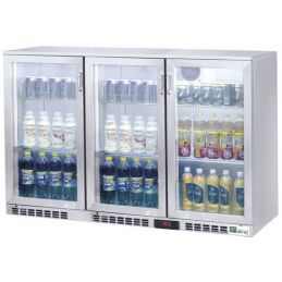 Arrière-bar réfrigéré 3 portes vitrées battantes Inox (C3BI)