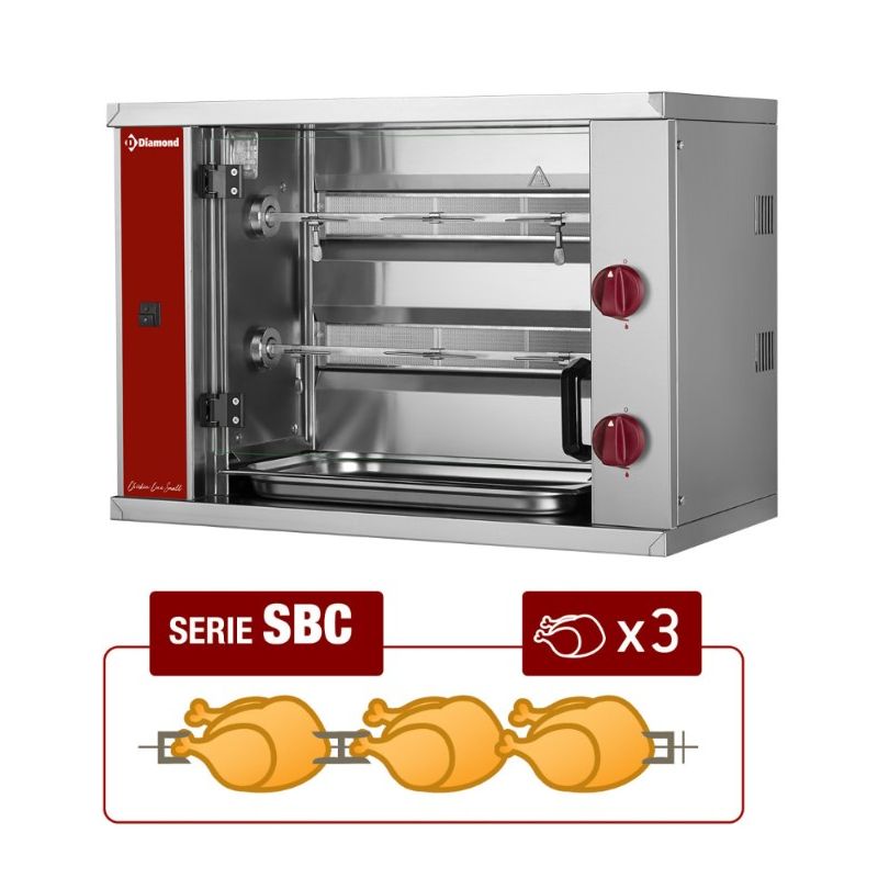 Rôtissoire à Poulets Gaz, 2 Broches (6 poulets) SMALL