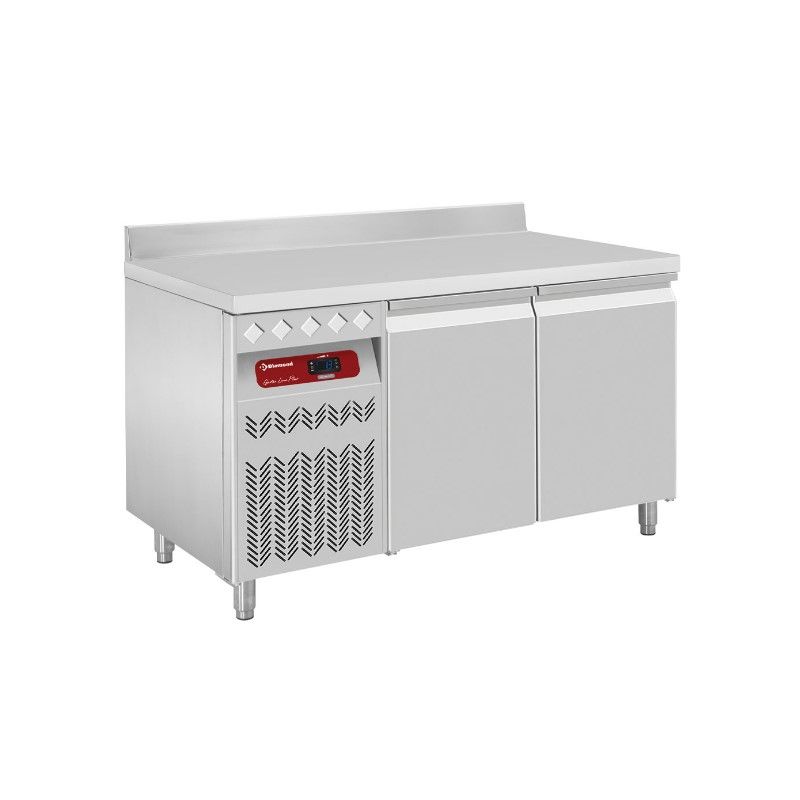 Table frigorifique "murale" ventilée, 2 portes GN 1/1, 260 litres groupe à gauche