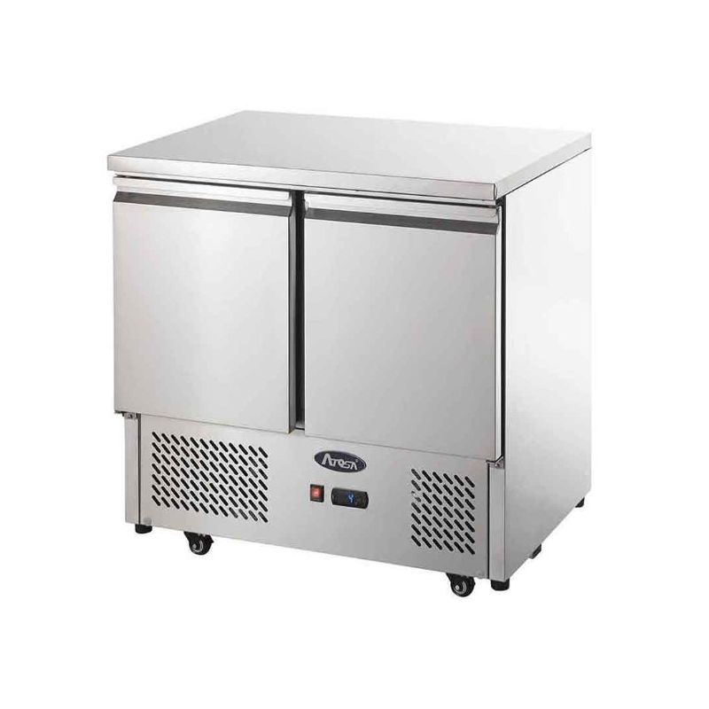 Saladette avec plan de travail inox 2 portes GN1/1