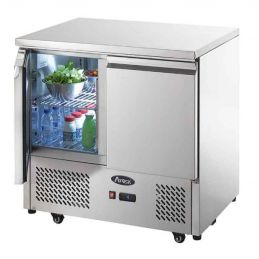 Saladette avec plan de travail inox 2 portes GN1/1