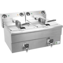 Friteuse Électrique 20L Double à poser Mono 230V avec Vidange et Contrôleur de Puissance (FE102) AFI