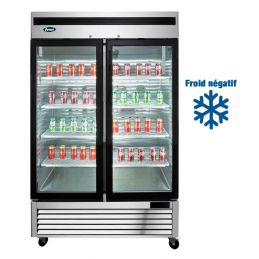 Armoire réfrigérée vitrée négative inox 2 portes, 1300L, ATOSA