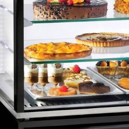 Vitrine Boulangerie 4 faces T° négative, 5 étagères en verre , ventilée, 480 Lit, NOIRE