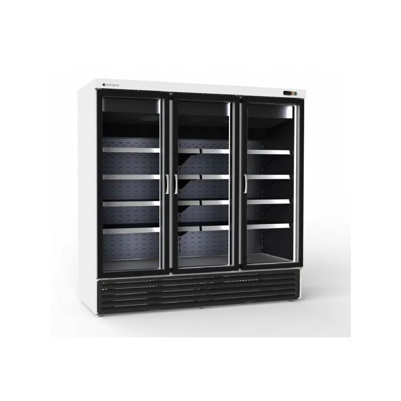 Vitrine positive Gourmet 1950 L Blanc /Noir 3 portes vitrées