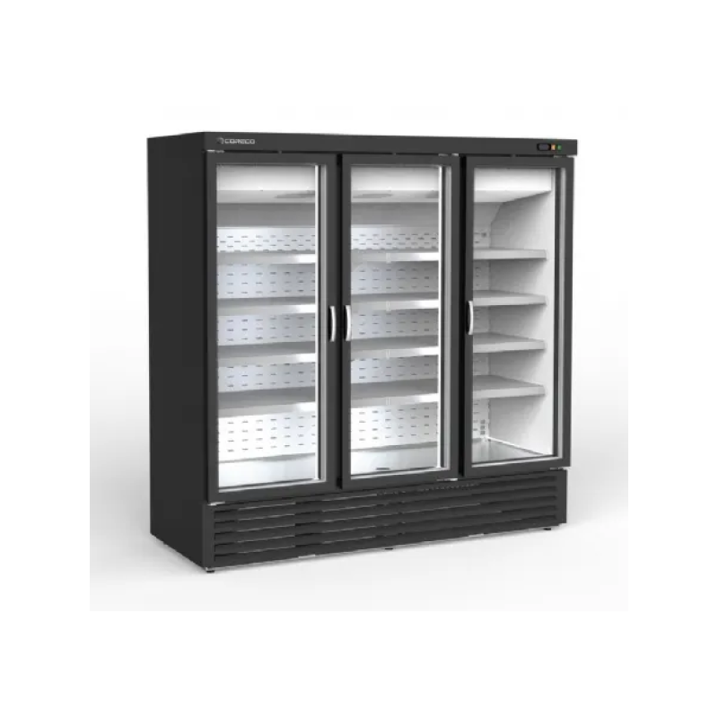 Vitrine positive Gourmet 1950 L Noir/Blanc 3 portes vitrées