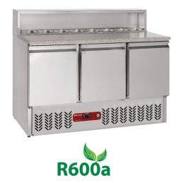 Table de préparation 3 portes GN 1/1, 380 Lit, structure réfrigérée 8x GN1/6-150 mm