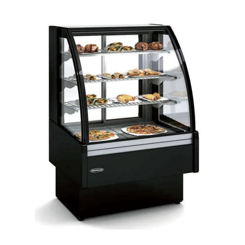 Vitrine chauffante comptoir avec vitre droite et 3 étagères - 600x124x770 mm - DOCRILUC
