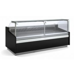 Vitrine horizontale pour boucherie charcuterie avec vitre relevable et réserve - 2025x1100x1265 mm - Docriluc