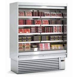 Vitrine supermarché murale inox avec côtés pleins et portes vitrées froid positif -1/+5 °c - 1310x653x2000 mm - Docriluc