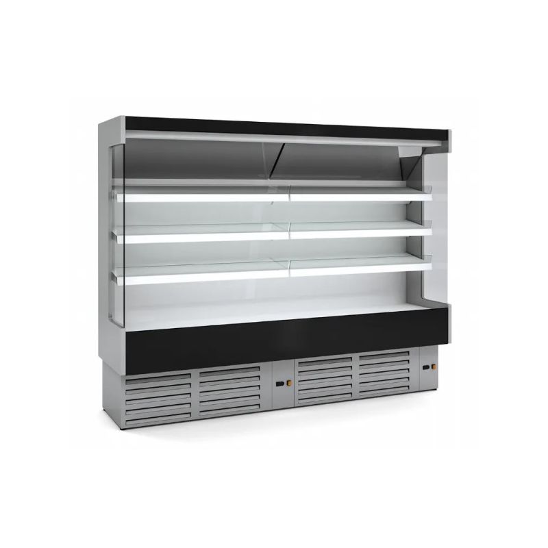 Vitrine murale professionnelle sans portes côtés panoramiques - boucherie charcuterie 869 l - m1 - Docriluc
