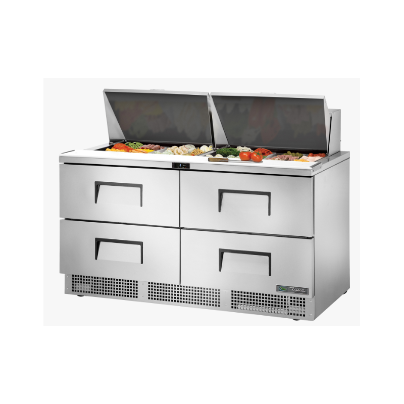 Table de préparation, 24 bacs GN 1/6, 4 tiroirs - True