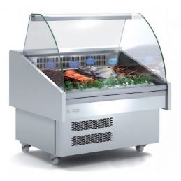 Vitrine à poissons mobile avec vitre double bombée froid statique positif -1/+5 °c - 1035x915x1185 mm - Docriluc