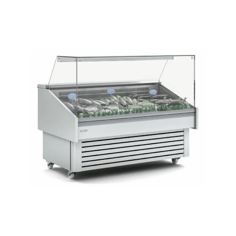 Vitrine mobile poisson vitre droite avec plaques froides m1 (-1/+5°c) - 1285x914x1235 mm - Docriluc
