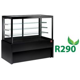 Comptoir vitrine panoramique, ventilé, 4 niveaux, sans réserve - NOIR