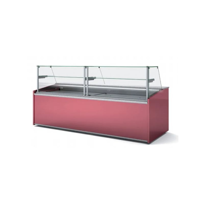 Vitrine Droite Pâtisserie Positive -1/+5 °C avec Fond Plat et 1 Étagère – 2005x1000x1290 mm – Docriluc