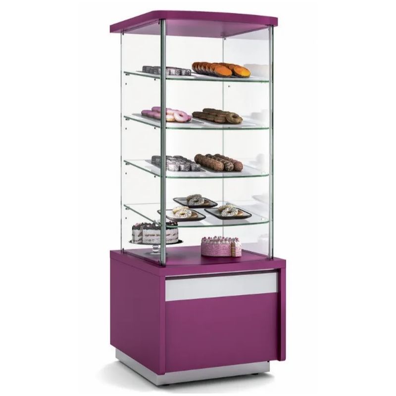 Vitre 4 face vitrée neutre pour viennoiseries - 700x700x1850 mm - Docriluc