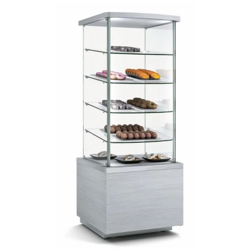 Vitrine 4 faces vitrées pour viennoiseries - 700x700x1850 mm - Docriluc