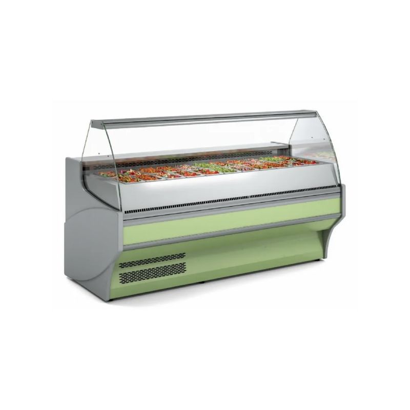 Vitrine réfrigérée froid ventilé 2 gn1/1 + 2 gn1/4 vitre bombée - 1025x1080x1235 mm - Docriluc