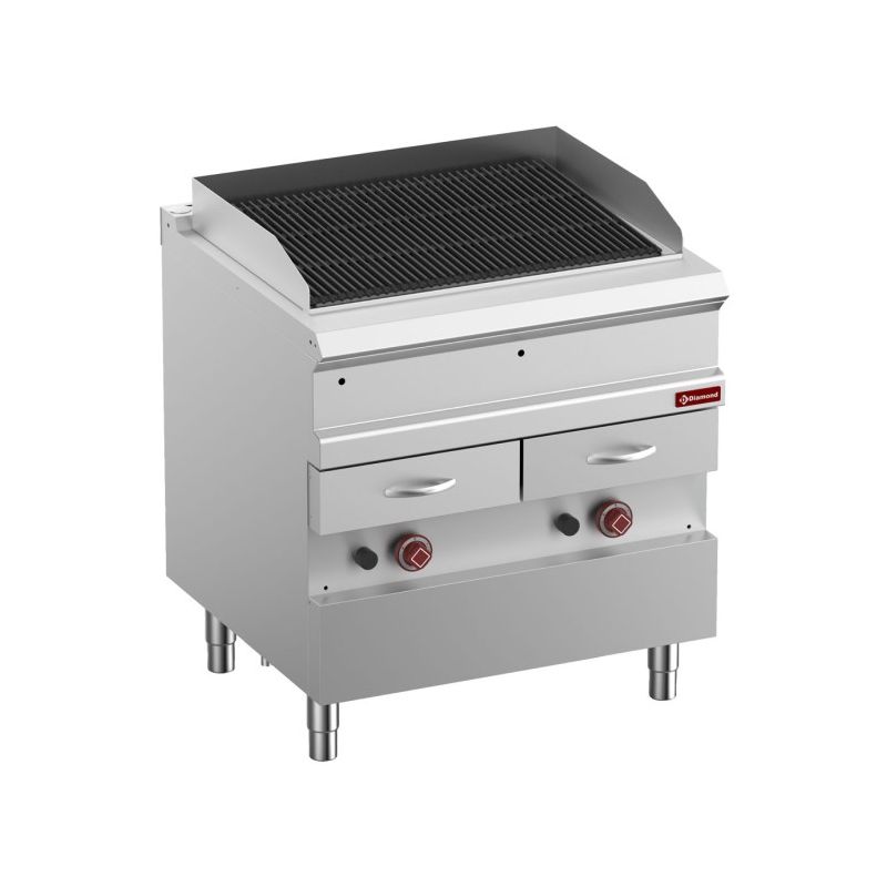 Grill Vapeur gas, grille en fonte "double face", module 1/1